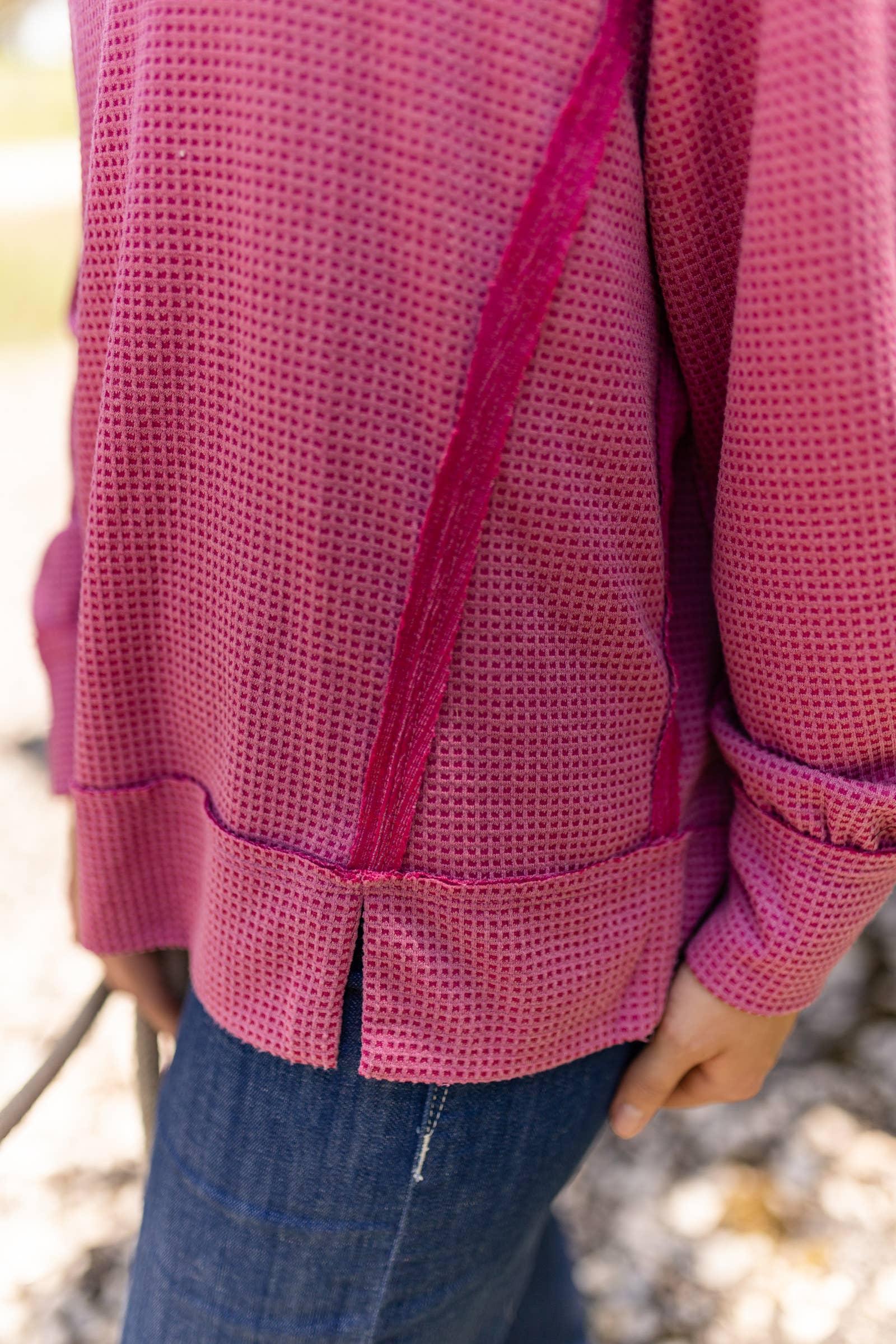 2 Tone Thermal Knit Top - Asst. Colors