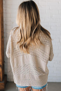 Open Knit Cardigan - Beige & Rust