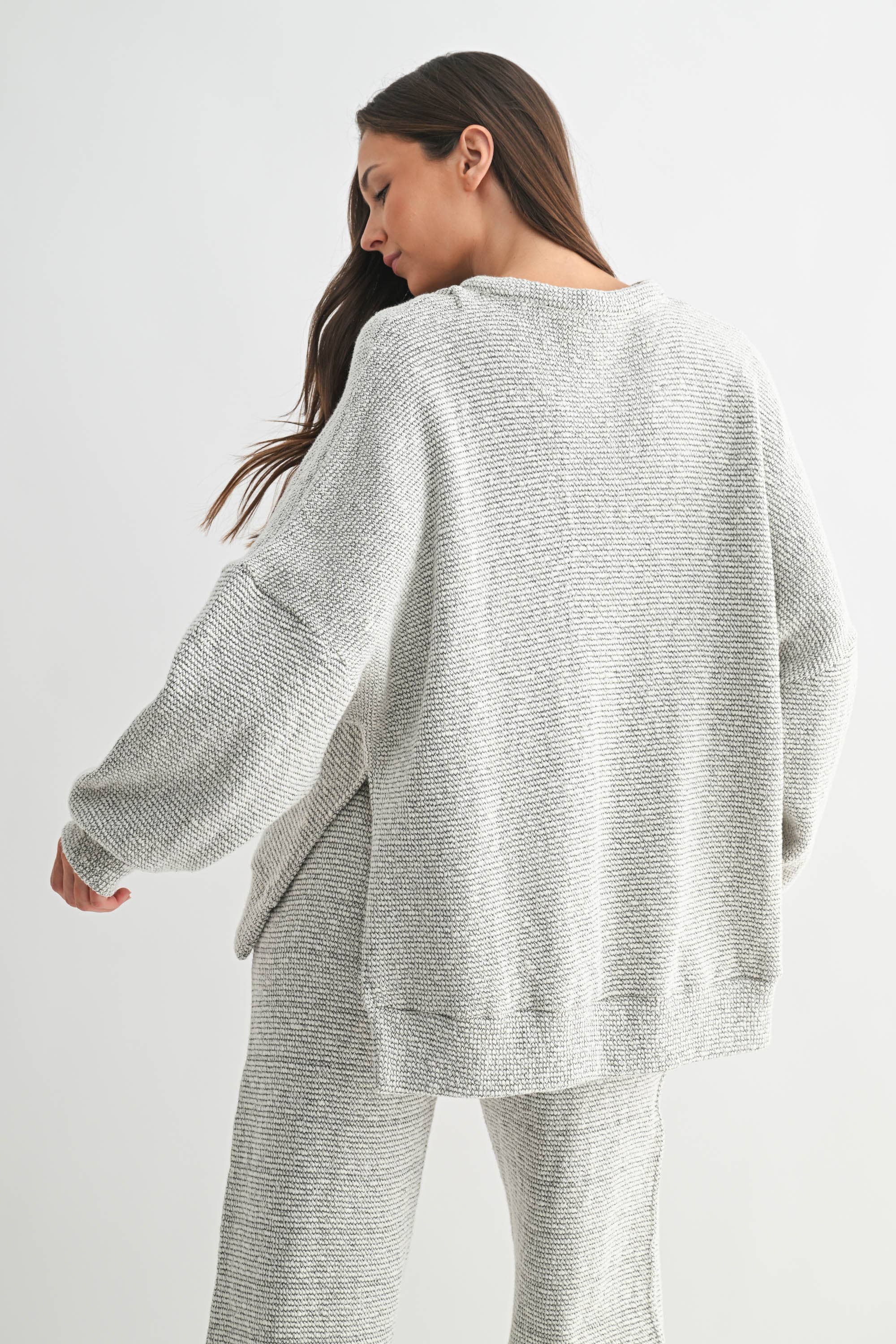 Marina Textured Cotton Blend Knit Henley