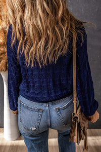 Navy Crochet Cardigan