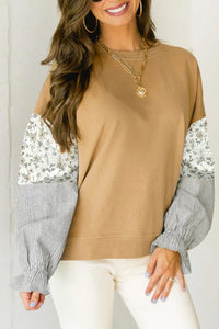 Camel Mixed Print Pullover