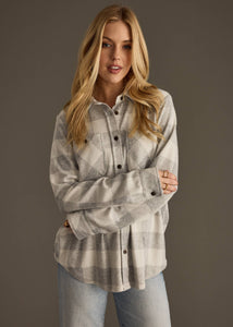 Lt. Gray Plaid Button Up