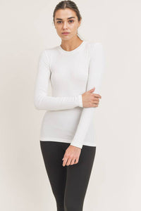 Essential Long-Sleeved Micro-Ribbed Athleisure Top