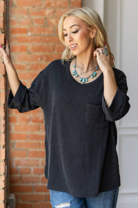 Ribbed 3/4 Sleeve Knit Top - Asst. Colors