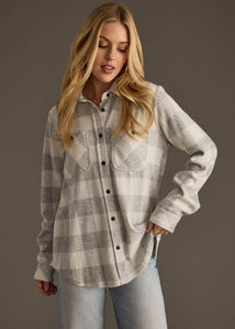 Lt. Gray Plaid Button Up