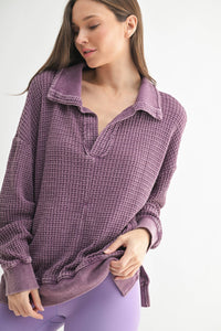 Chunky Waffle Mineral Wash Pullover