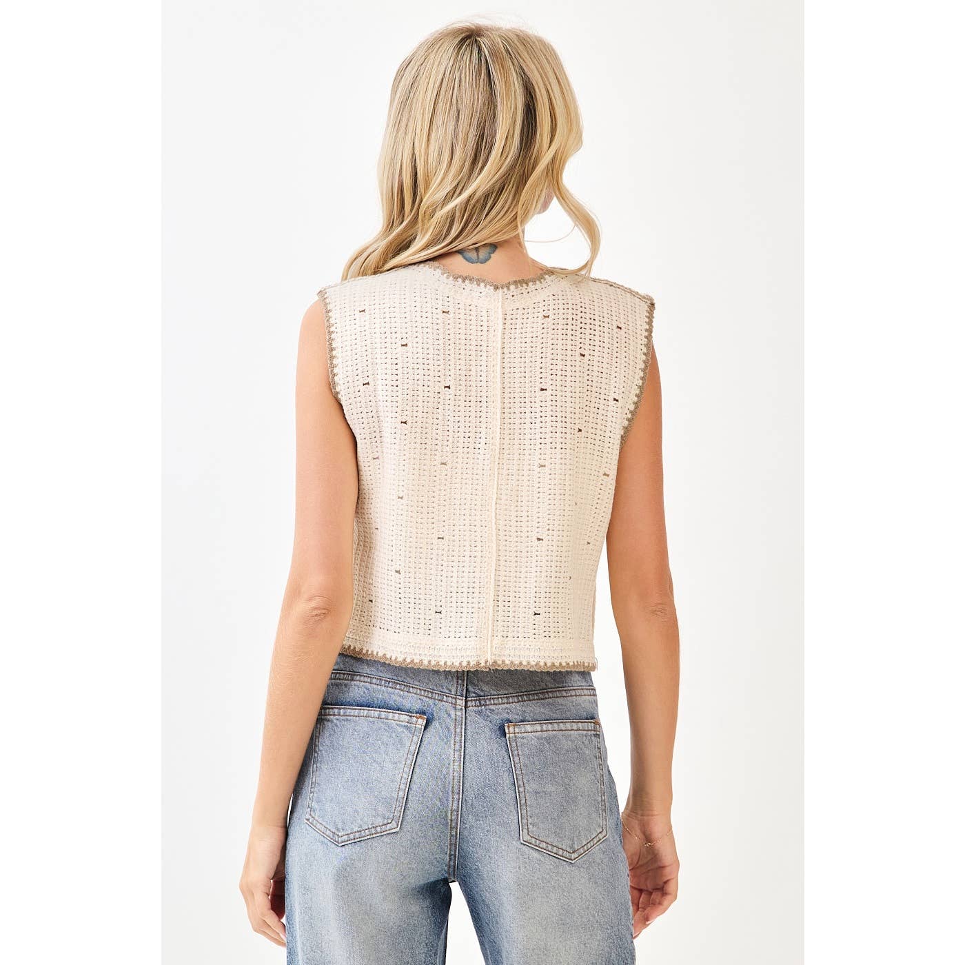 Cream Floral Sweater Vest