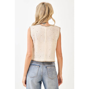 Cream Floral Sweater Vest