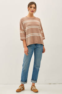 Taupe Striped Knit Sweater