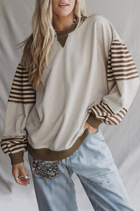 Parchment & Brown Striped Sweatshirt