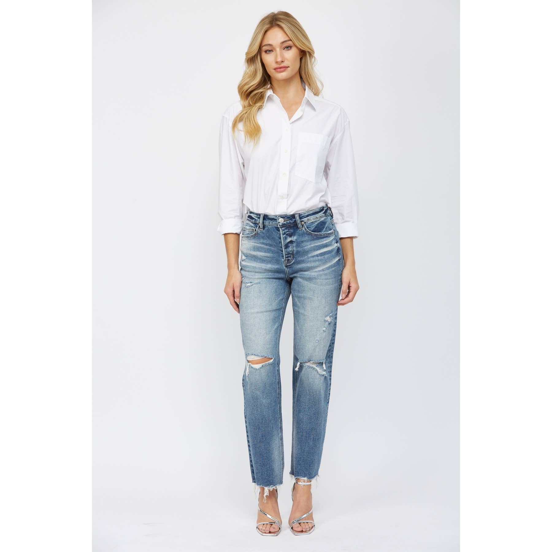 Mica Distressed Straight Jean