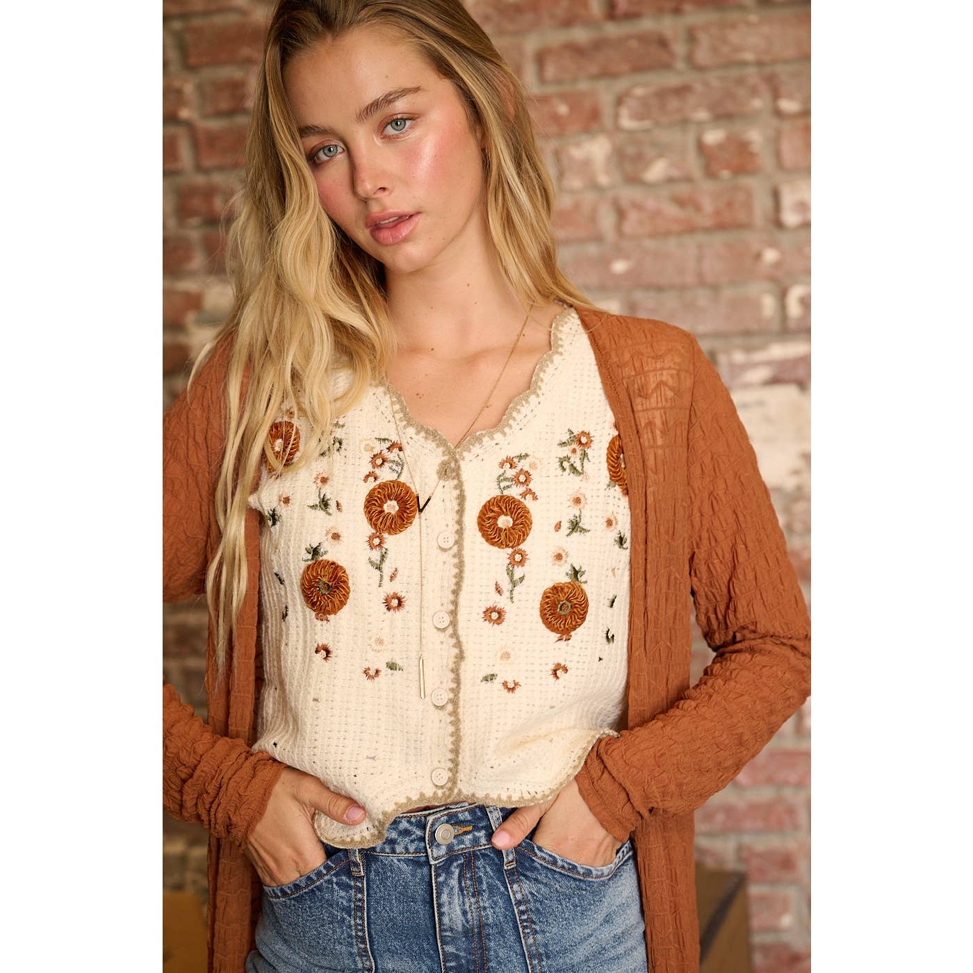 Cream Floral Sweater Vest