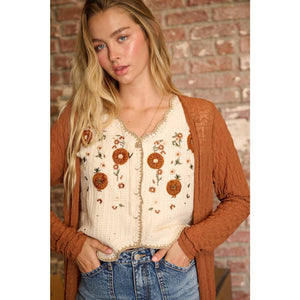 Cream Floral Sweater Vest