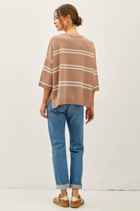 Taupe Striped Knit Sweater