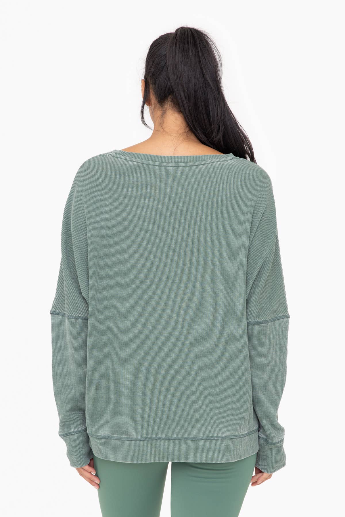 Waffle Ribbed Round Neck Pullover - Asst. Colors