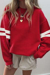 Varsity Stripe Crewneck Sweatshirt – Red & Black