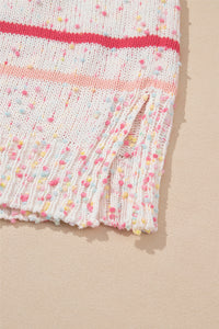 Pink Striped Confetti Drop Sleeve Knit Sweater