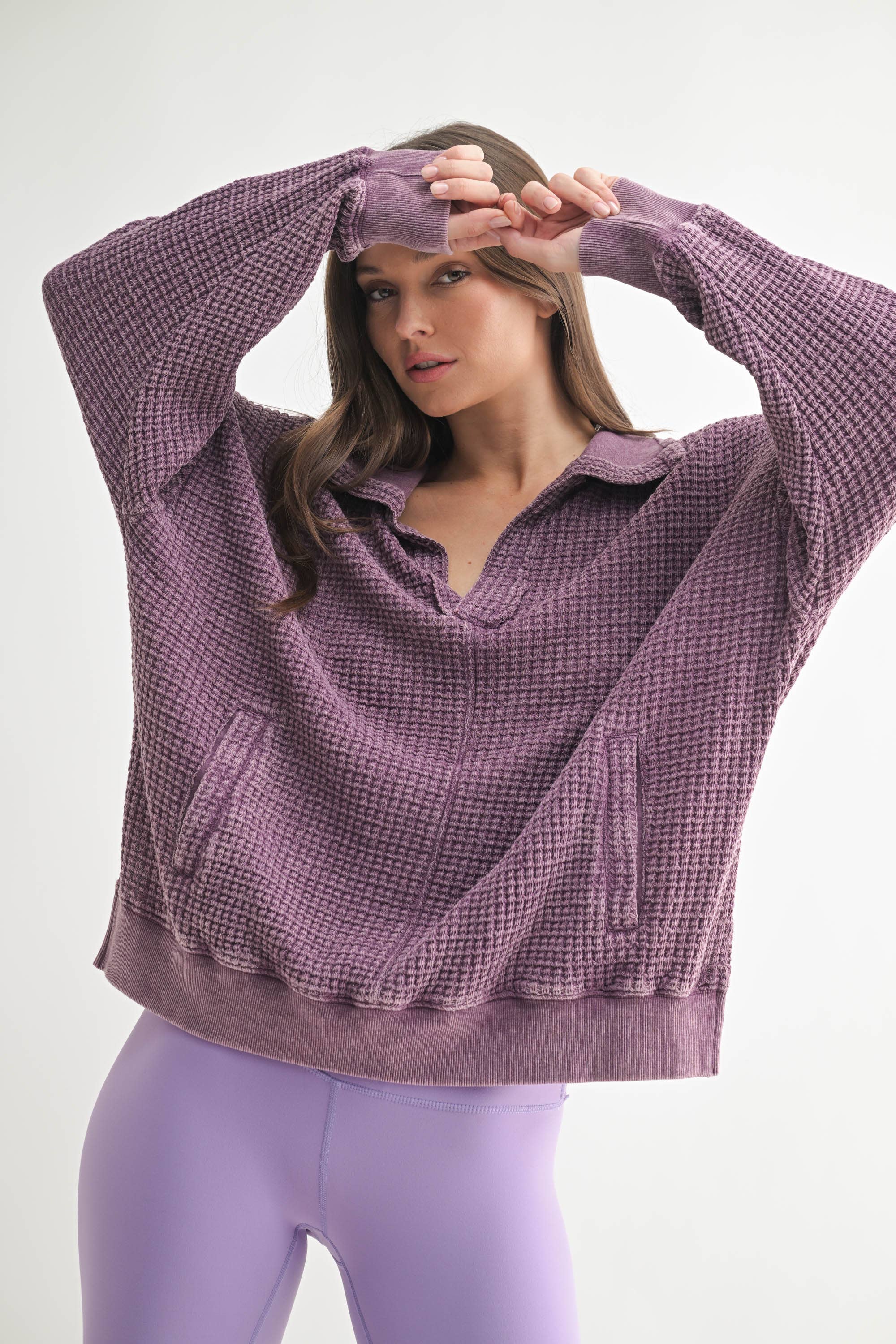 Chunky Waffle Mineral Wash Pullover
