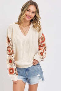 Multi Crochet V Neck Sweater