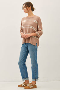 Taupe Striped Knit Sweater
