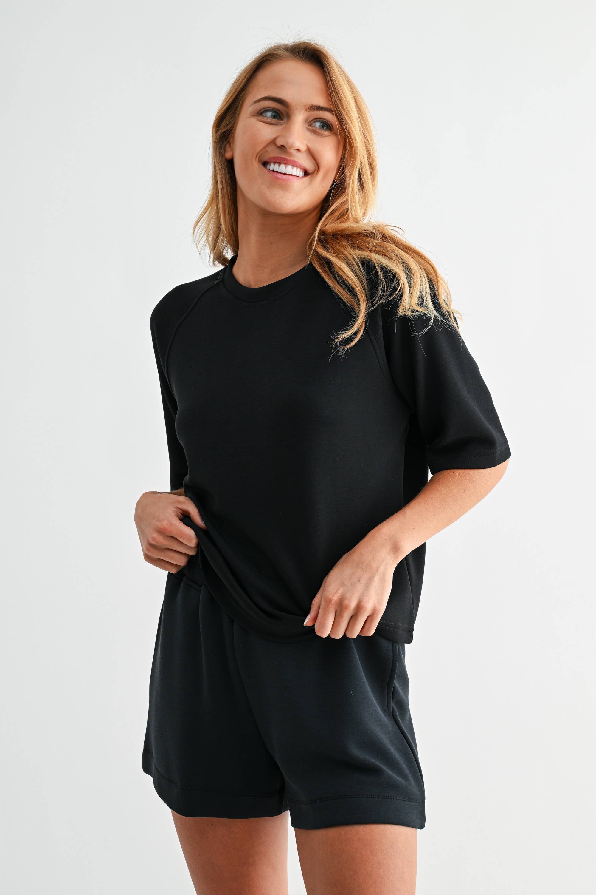 Laguna Soft Drape Black Raglan Tee