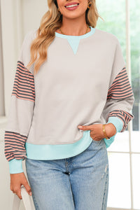 Colorblock Striped Sleeve Sweatshirt