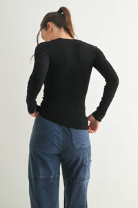 Essential Long-Sleeved Micro-Ribbed Athleisure Top