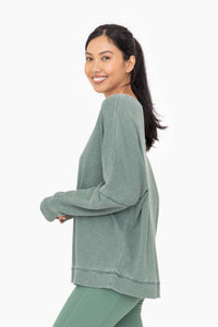 Waffle Ribbed Round Neck Pullover - Asst. Colors