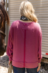 2 Tone Thermal Knit Top - Asst. Colors
