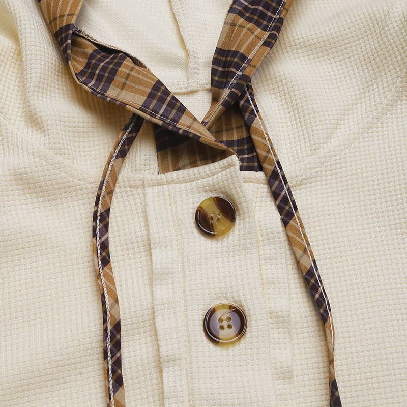 Cozy Plaid Trim Pullover
