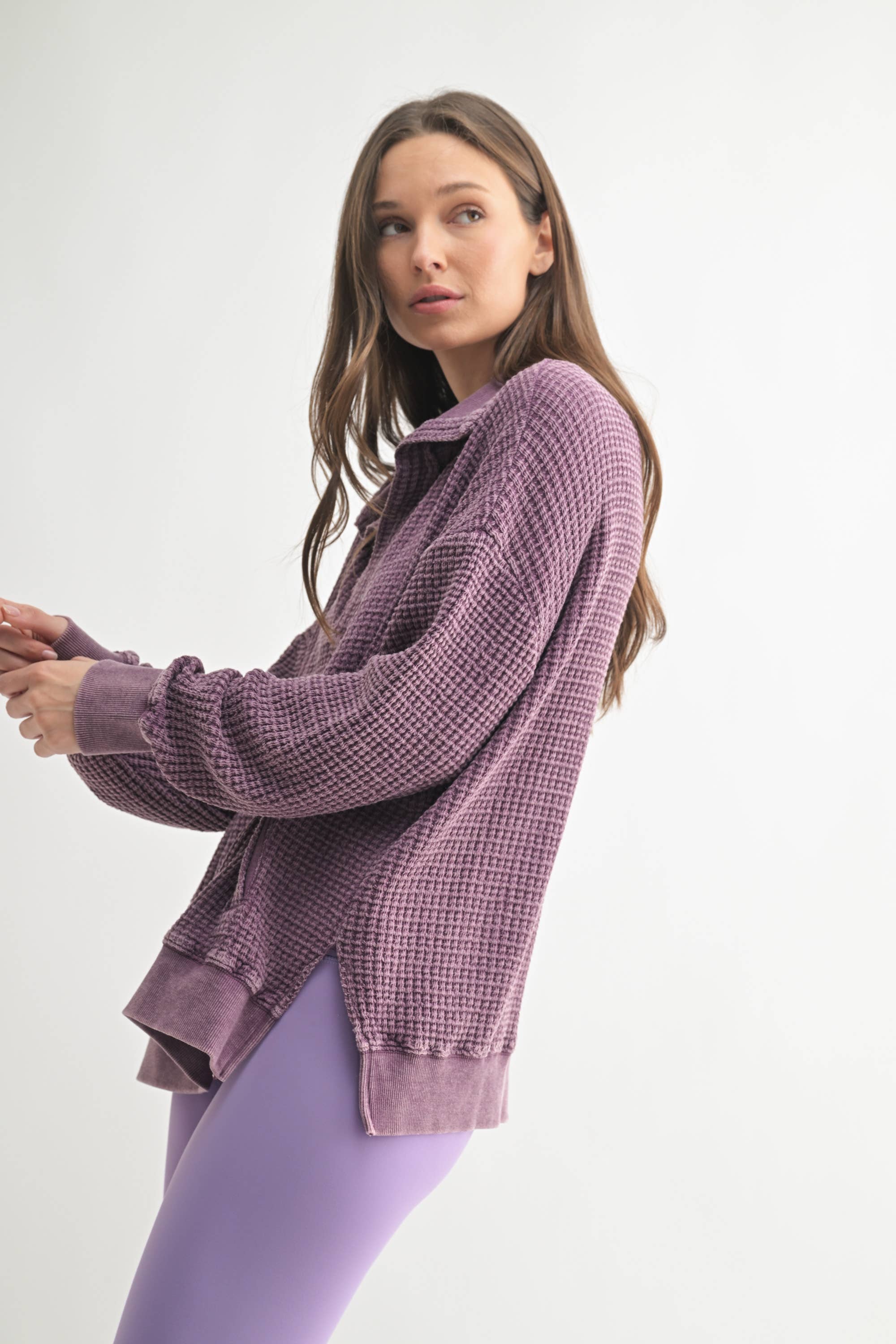 Chunky Waffle Mineral Wash Pullover