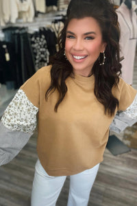 Camel Mixed Print Pullover