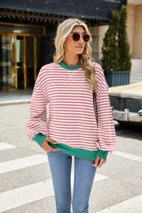 Striped Contrast Crewneck Sweatshirt