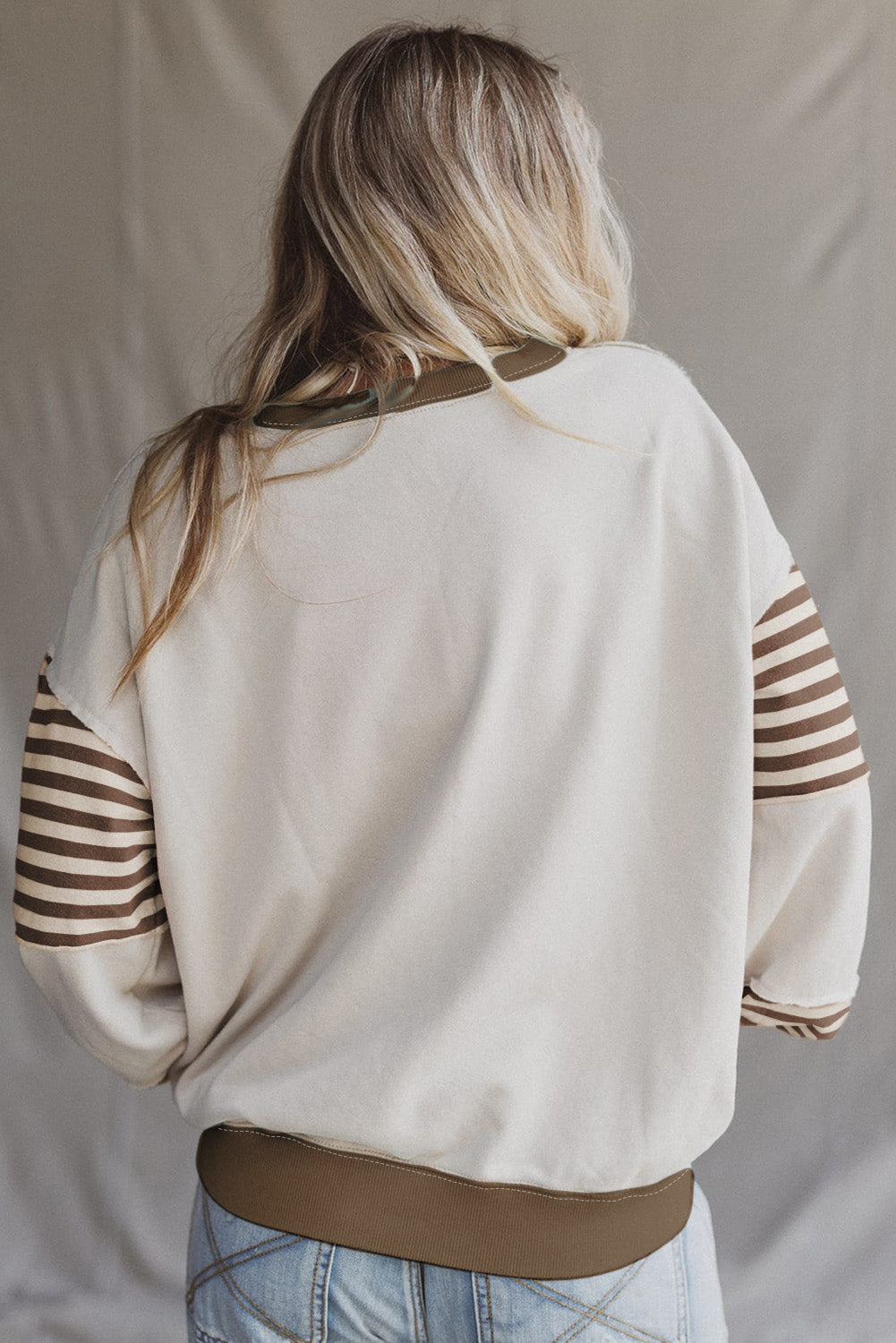 Parchment & Brown Striped Sweatshirt