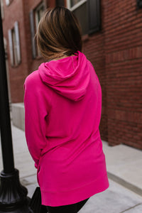 $25.00 SALE - Ampersand Avenue - Hot Pink Side Slit Hoodie