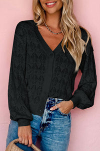 Open Knit Button-Up Cardigan (Asst. Colors)