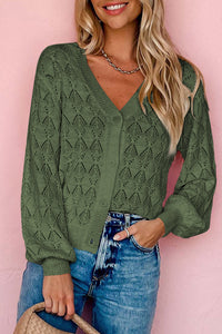 Open Knit Button-Up Cardigan (Asst. Colors)