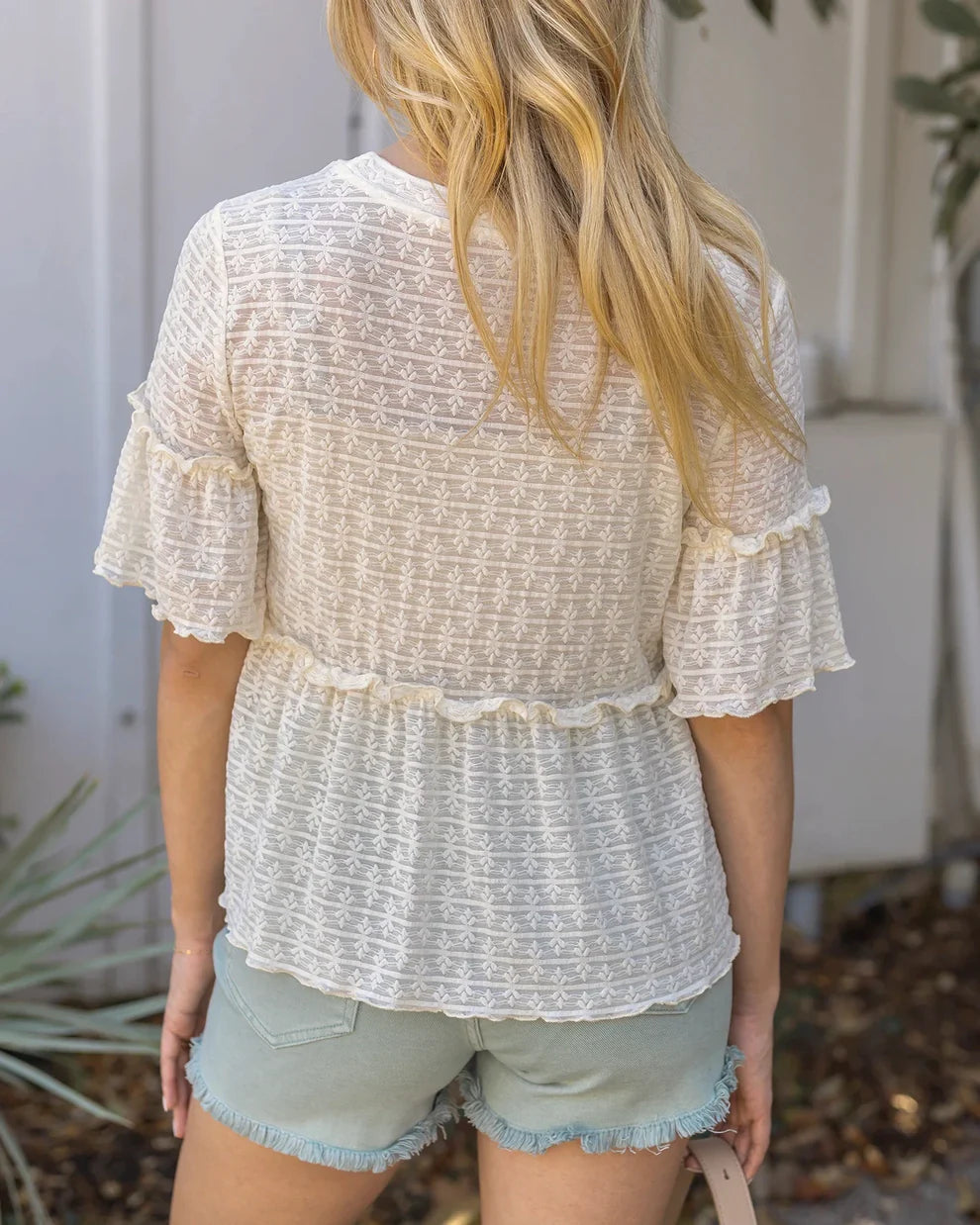 Grace & Lace - Stretch Lace Peplum Top