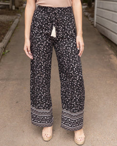 Grace & Lace - Wide Leg Black Floral Pants