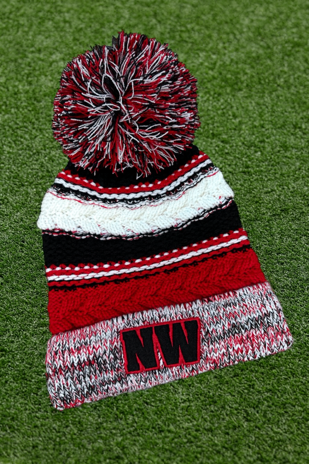 NW Red & Black Pom Hat