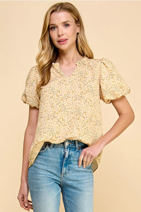 Ruffle Sleeve V Neck Floral