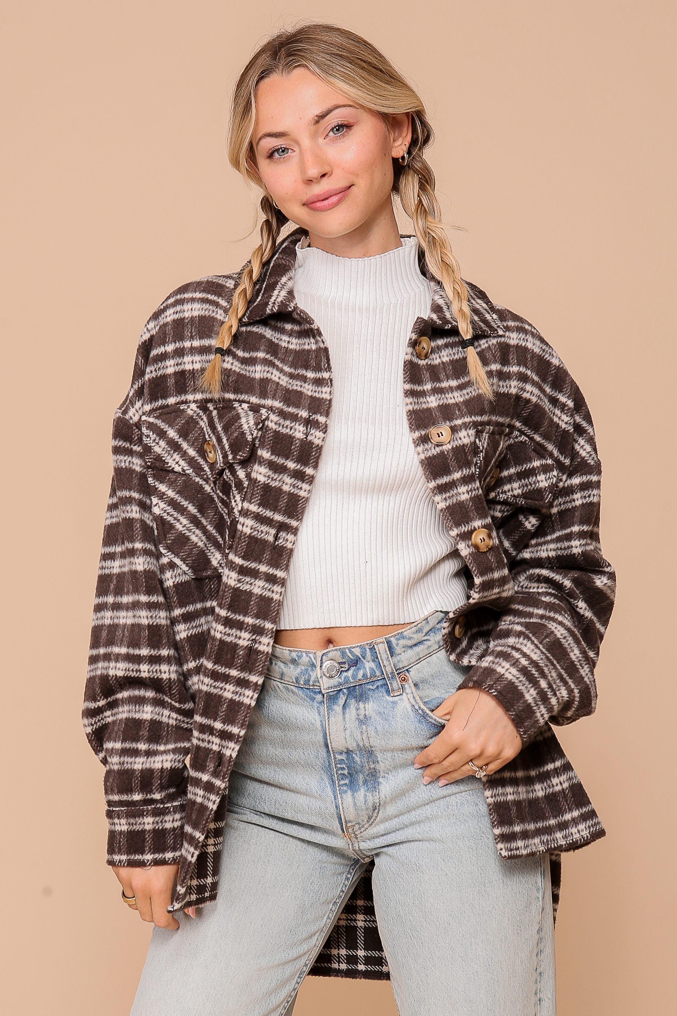 Plaid Flannel Shacket - Asst. Colors