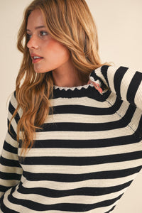 Black Striped Knit Sweater