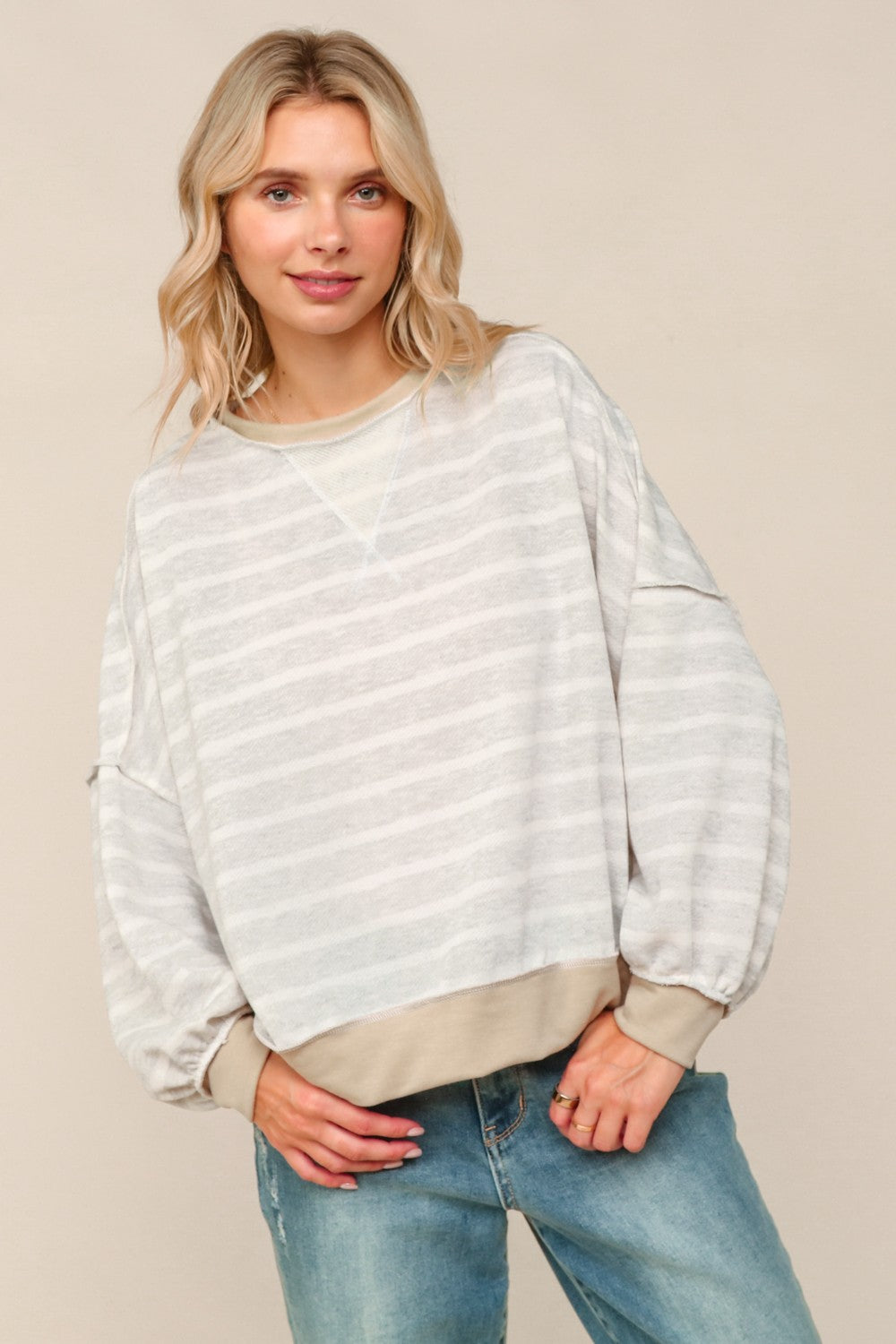 Striped Cozy Pullover Sweatshirt