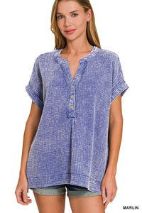 Double Wash Gauze Henley - Asst. Colors