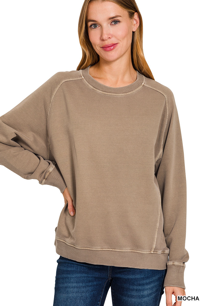 Zenana Pigment Dyed Crewneck