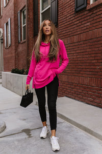 $25.00 SALE - Ampersand Avenue - Hot Pink Side Slit Hoodie