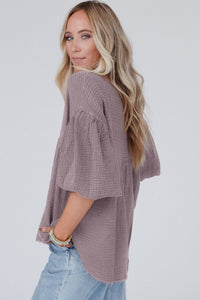 Purple Bubble Sleeve Top