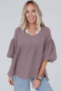 Purple Bubble Sleeve Top