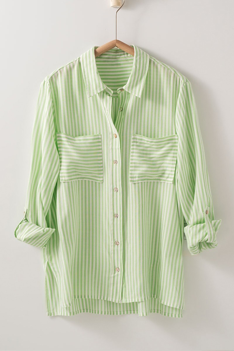 Button Up Stripe Tops (Asst. Colors)